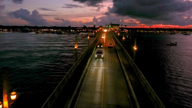 St Augustine FL Lion Bridge Eve Low Alt Aerial