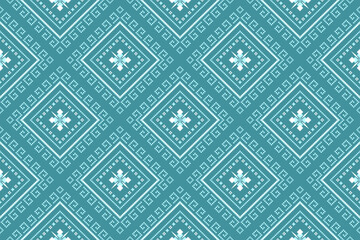 Indigo navy blue geometric traditional ethnic pattern Ikat seamless pattern border abstract design for fabric print cloth dress carpet curtains and sarong Aztec African Indian Indonesian 