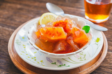 桃と紅茶のゼリー