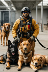 group of dogs firefighter