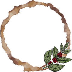 Coffee cup stains and coffee beans