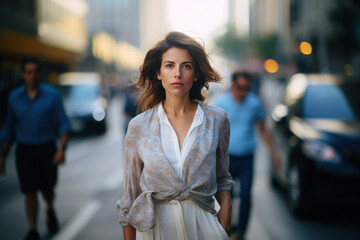 Fototapeta premium Businesswoman with long exposure