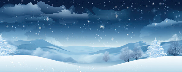 Naklejka premium Enchanting Winter Landscape with Falling Snow