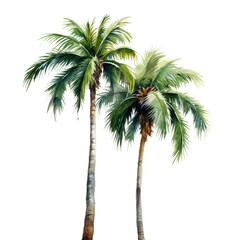 pair of palm trees isolated on a white background - obrazy, fototapety, plakaty