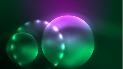 Neon glowing circles, magic energy space light concept, abstract background wallpaper design