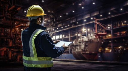 Smart industry havy digital factory production technology showing automation manufacturing process of the Industry 4.0 or 4th industrial revolution and IOT software to control operation.