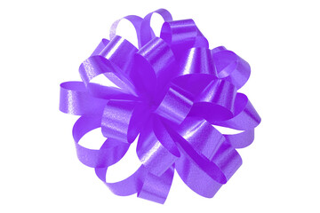 purple gift bow ribbon isolated on transparent background