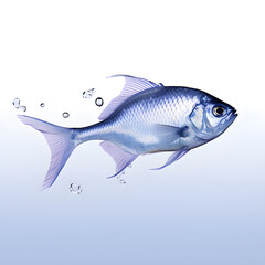 Fish in water splash on white background. AI generetive