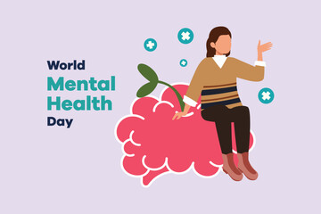 Psychology. World mental health day concept. Colored flat vector illustration isolated. 