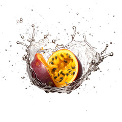 Purple passion fruit with cut in half. AI generetive