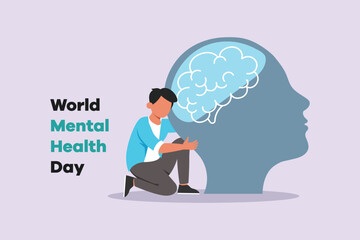 Psychology. World mental health day concept. Colored flat vector illustration isolated. 