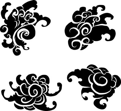 Chinese cloud vector for coloring book and printing on white background.Traditional Japanese culture element for tattoo design and idea.