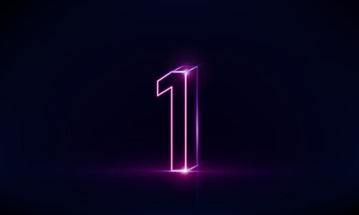 Abstract sports Light out technology and with number one glowing in the dark, pink blue neon light Hitech communication concept innovation background,  vector design