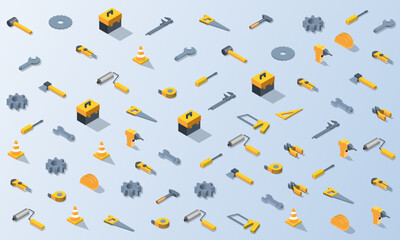 Mechanic tool isometric background vector design