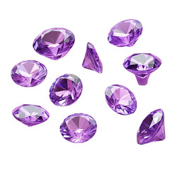 Fototapeta premium transparent background with purple diamond cut gems