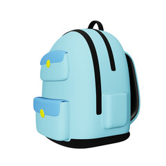 blue backpack 3d icon education isolated on white background, 3d render