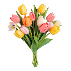 Obraz premium Spring bouquet of Easter flowers against a transparent background