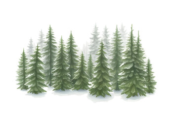 Obraz premium watercolor coniferous forest winter nature holiday background