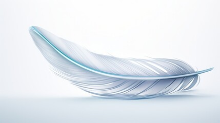 a floating feather, white background, 3D rendering