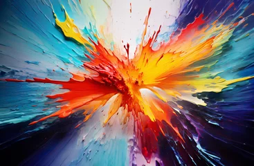 Fotobehang Colorful rainbow holi watercolor paint splash explosion. Abstract colored background. Generative AI. © pingpao