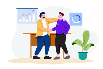 Two Men Are Working Vector Illustration Concept