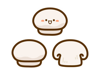 キノコのイラスト素材、ホワイトマッシュルームのイラスト