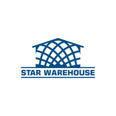Star Warehouse Vector Logo with an Abstract House Shelter Form 