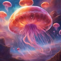 Obraz premium JellyFishFlyingOnAndromedaGalaxy_EP3