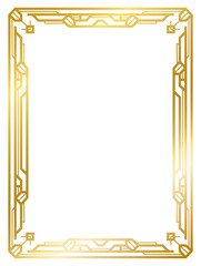 Art Deco gold frame vintage frame line geometric wedding label card frame png transparent background