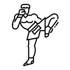 MMA boxer knee kick line icon