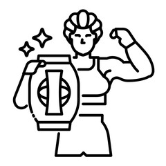  woman MMA champion line icon