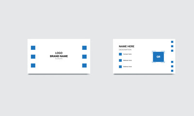 Clean & Corporate Blue Business Card Vector Template 