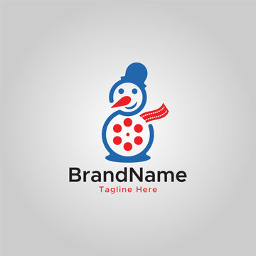 Snowman Film maker logo design icon element vector