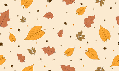 Autumn leaves seamless pattern. Vector Repeating Texture.