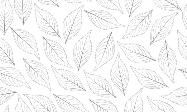 Grey leaf seamless pattern. Vector Repeating Background.