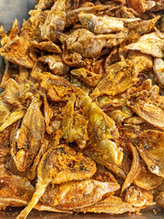 dried fried fish in the market crispy and tasty 