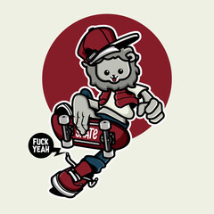Cartoon lion skateboarder character design