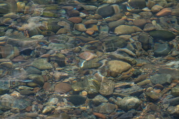 Shallow-rocky shore of Lake Baikal.