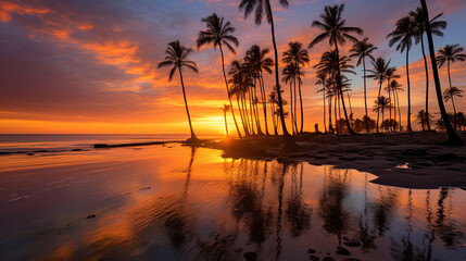 Fototapeta na wymiar sunset on the beach. Generative Ai