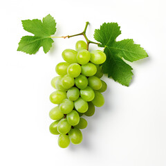 Obraz premium Fresh green grapes isolated on white background