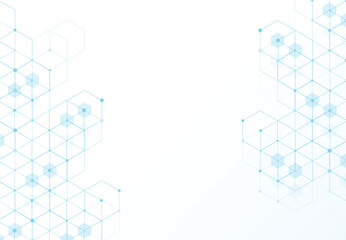 Abstract hexagonal molecular structures in technology background and science style. Medical design. Vector illustration