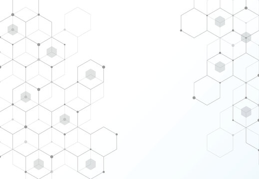 Abstract hexagonal molecular structures in technology background and science style. Medical design. Vector illustration