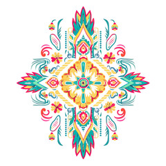 Embroidery and print designs inspired by traditional cultures suitable for various clothing styles and purposes
