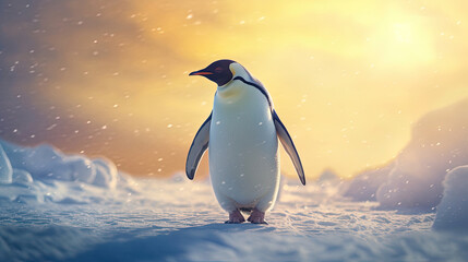 Fototapeta premium Emperor Penguin Chicks. Emperor penguins of South Georgia. Generative Ai