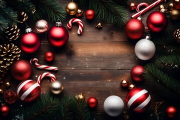 Fototapeta na wymiar Christmas tree decorations at Christmas, Interior Decorations, Christmas decorations - Generative AI