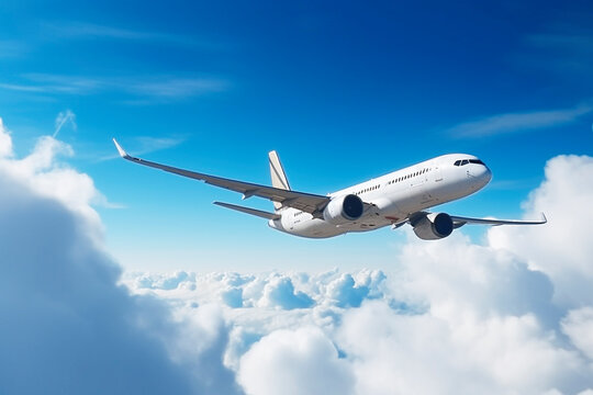 雲の上を飛ぶ旅客機　AI生成画像　ジェネレーティブAI