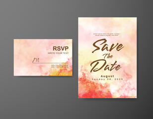 Wedding invitation with abstract watercolor background