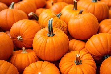 Several mini pumpkins at outdoor farmers market. Generative AI