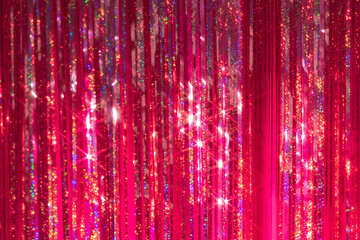 キラキラピンクのタッセルカーテン背景