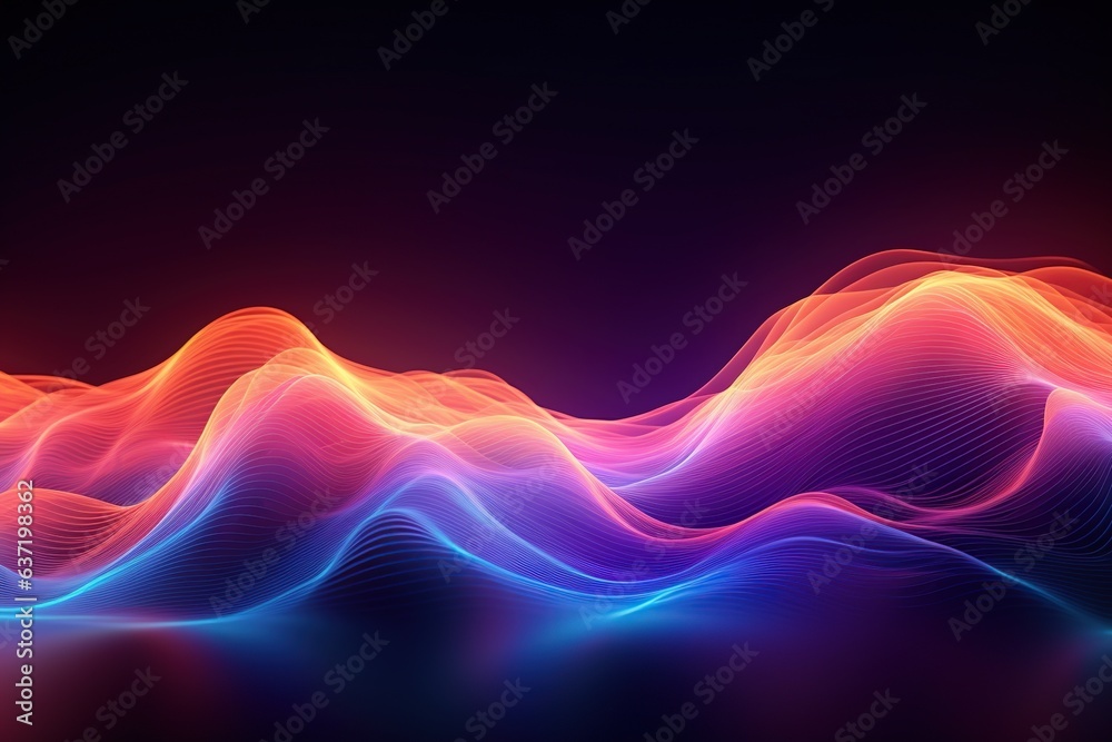 Wall mural abstract wave digital background. big data network connection technology science. generated with ai